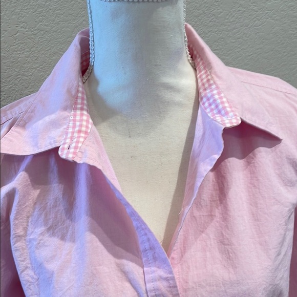 Izod Pink Fitted 3/4 Sleeve Button Down Shirt - Picture 2 of 5